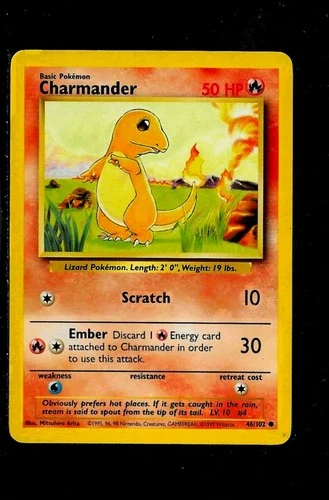 Pokemon Charmander- # 46/102-50HP-Basic- 1999-NM