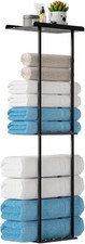 3-Tier Wall Mounted Towel Rack Bathroom Storage Black Accessories Resistant