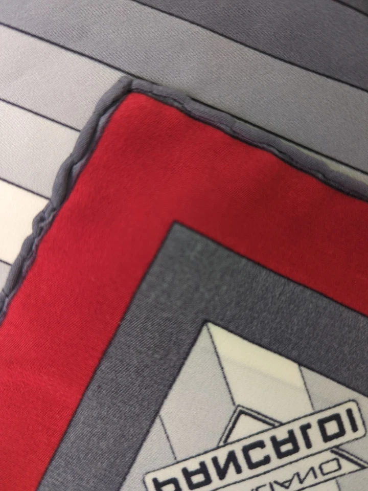 Vintage Pancaldi Pocket Square Silk Geometric Red Black & Grey Made In Italy EUC - Image 4 of 4