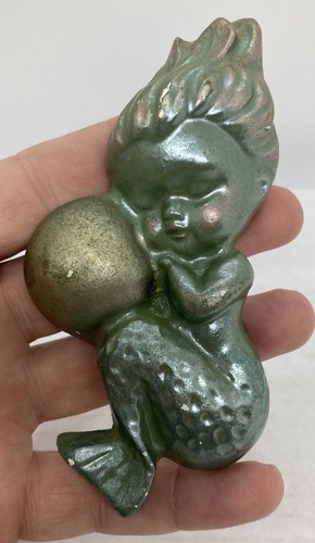 Vintage Set mit 3 Meerjungfrau Babys Blasen Blasen für Badezimmer Wand Kreidegeschirr - Bild 6 von 13