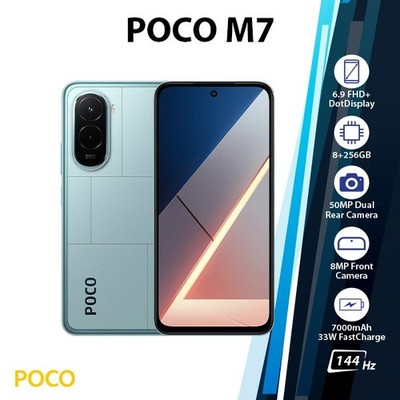 (New) Xiaomi POCO M7 Android Cell Phone (8GB+256GB/BLUE/Dual SIM/Unlocked)