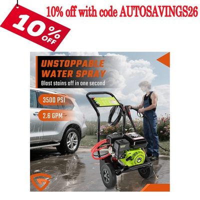 #ad Gas Pressure Washer Gas Powered Washer 3500 PSI 2.6 GPM 212cc 5 Nozzles Hot $262.99