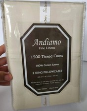 1500 Thread Count Luxury Egyptian Cotton Sateen 2 King Pillowcases NOS Ivory