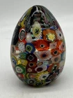 Vintage Italian Murano Glass Millefiori Egg Paperweight