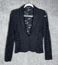 INC International Concepts Sheer Lace Blazer Womens Size Medium Black Whimsigoth