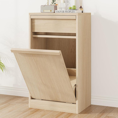 Modern Tilt-Out Trash Cabinet with 10 Gal Storage for Kitchen & Living Room