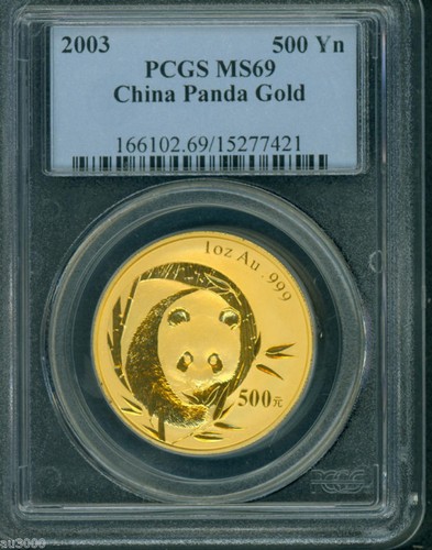 2003 GOLD PANDA 500Y 500-YUAN YN PCGS MS69 CHINA 1 Oz. MS-69 COIN !