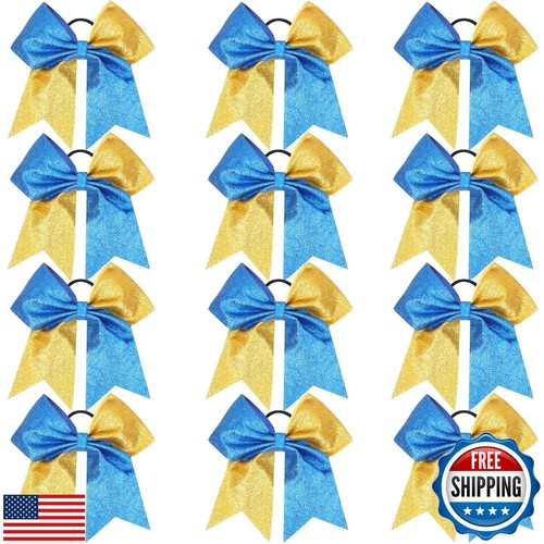 Oaoleer Glitter Hair Bows for Girls - Large Sparkly Ponytail Holders with Ela