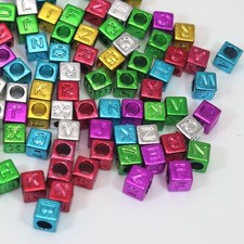 250 Mixed Christmas Color Acrylic Assorted Alphabet Letter Cube Pony Beads 6X6mm