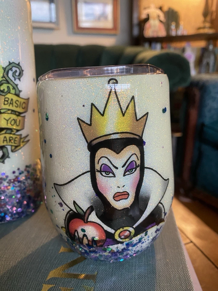 Bedazzled Glitter Disney Villains Tumbler Water Bottle Ursula Maleficent  - Image 2 of 4