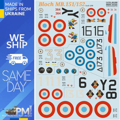 Print Scale 48-268 1/48 Bloch MB.151/152 Accessories for aircraft