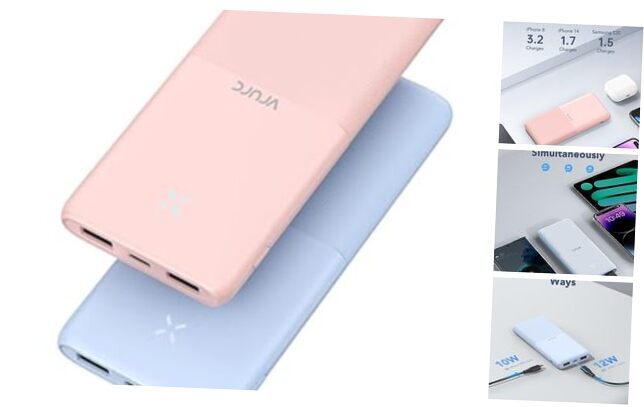 2-Pack 10000mAh Portable Power Bank in Blue and Pink for Phones