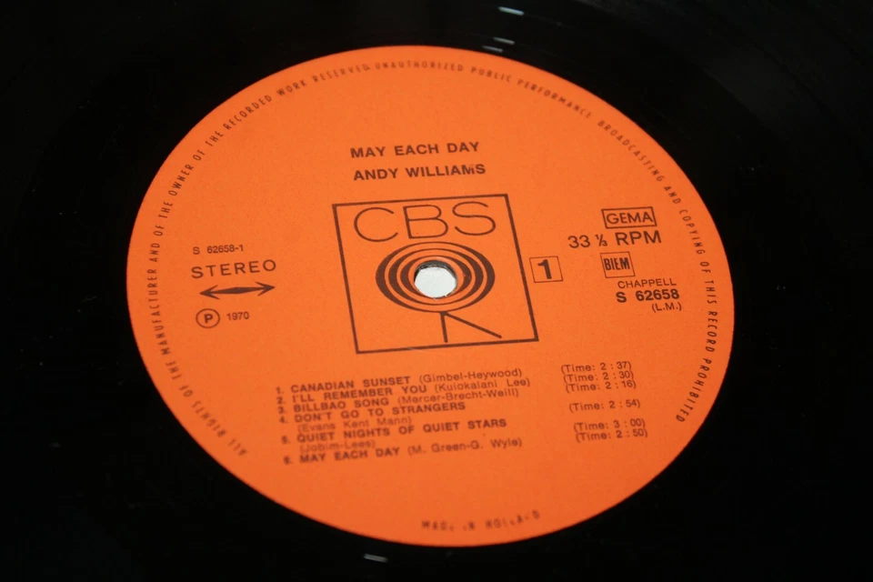 LP Vinyle 33t /   Andy Williams –  May Each Day (1970) - Photo 3/4
