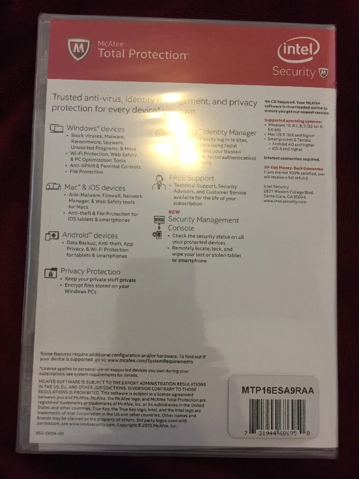 *MCAFEE 2016 Total Protection Unlimited Devices PC/Mac Brand New FACTORY SEAL* - Image 2 of 4