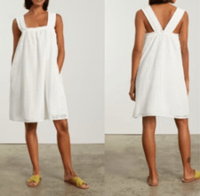 Everlane White Eyelet Embroidered Smocked Sleeveless Cotton Sundress Size Medium