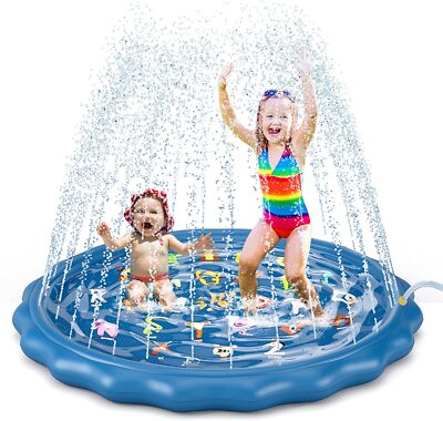 Splash Pad Sprinkler for Kids Toddlers Play Mat 60'' Inflatable Baby Wading Pool 