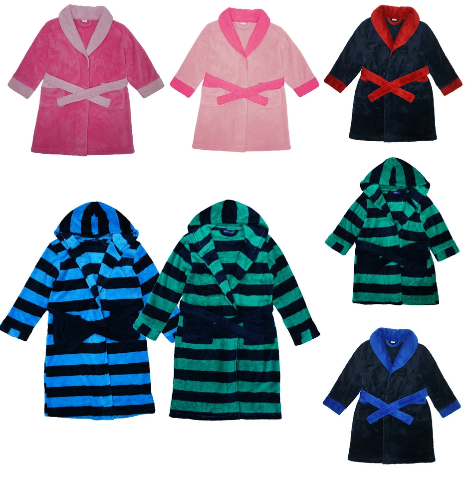 RZK Girls Boys Coral Fleece Gown Robe, Super Soft Junior Fleece Gowns, 2-6 Years