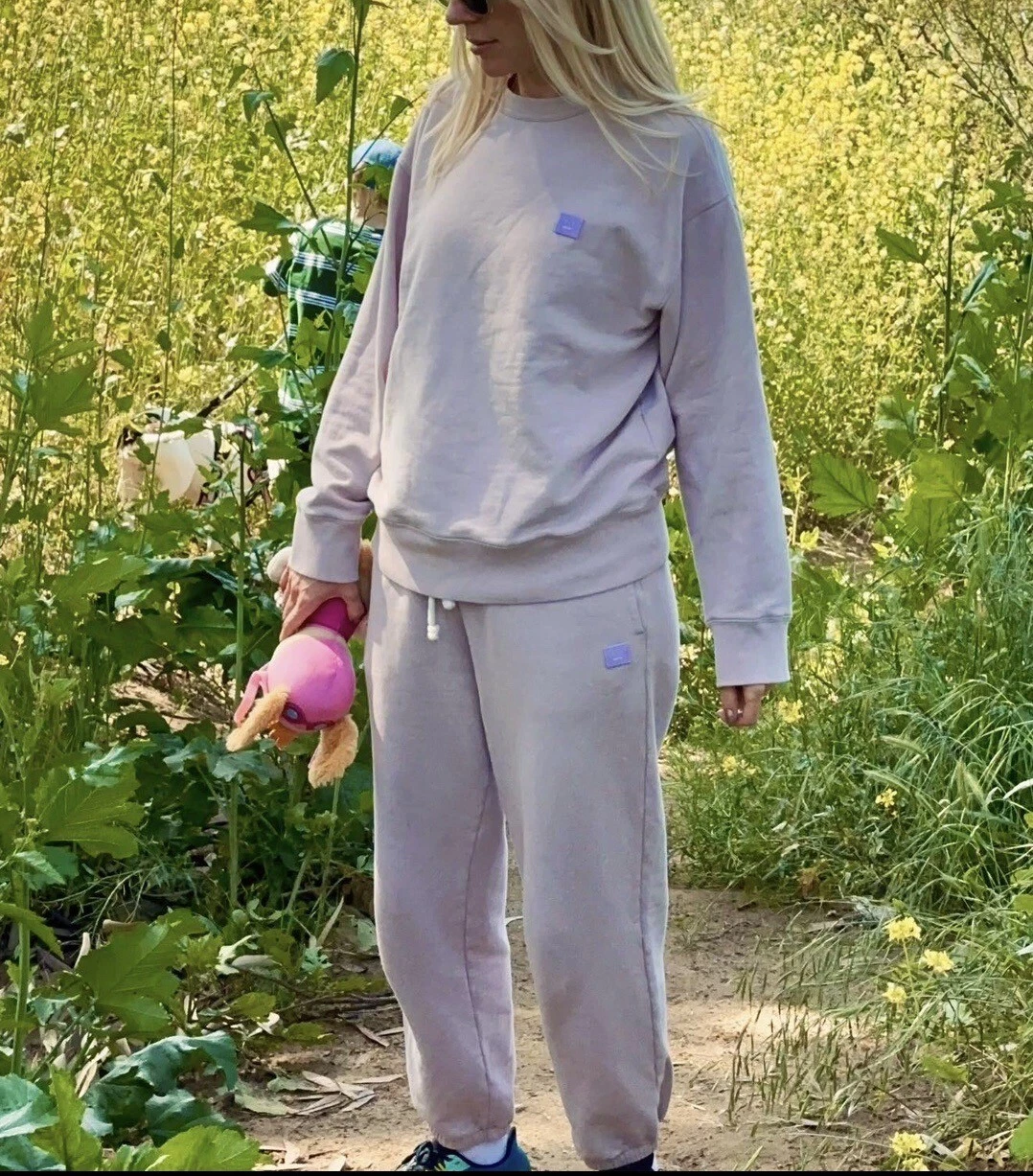 ACNE STUDIOS Set Felpa Felpa Rosa Polveroso Lilla XS Tuta Oversize