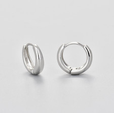 Women Classic Silver Hoop Earrings Huggie Wide Band 5x20mm PE62