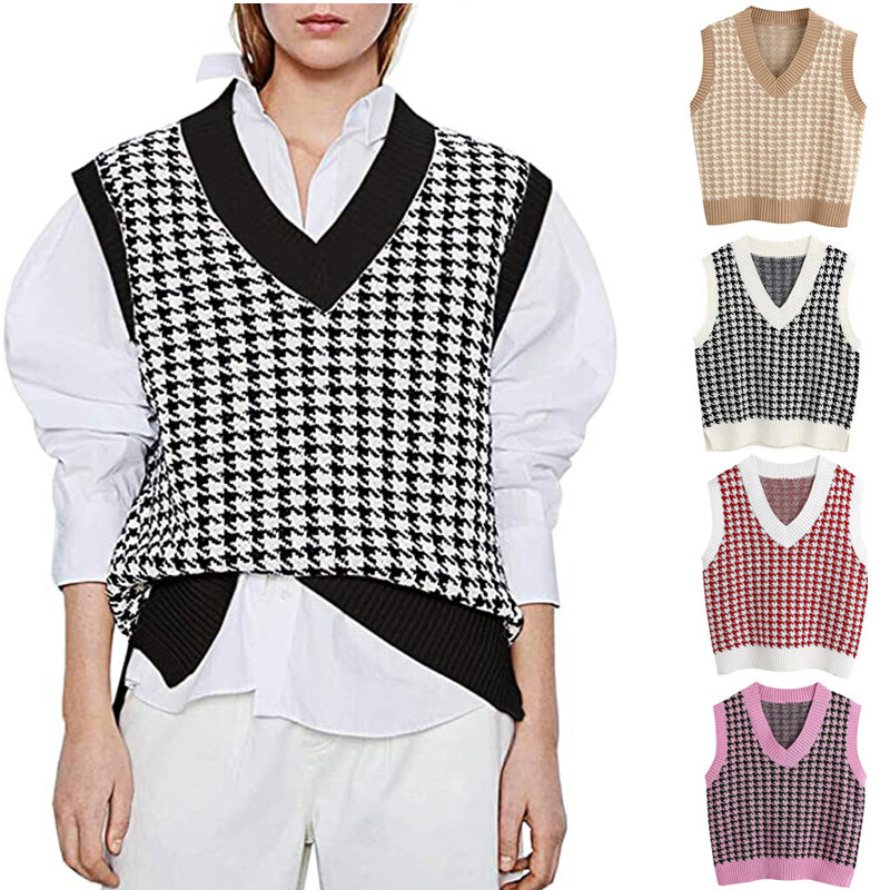 plaid sleeveless sweater