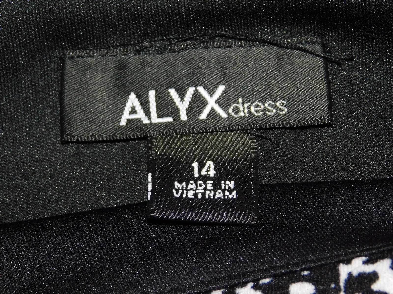 Abito tubino smanicato ALYX donna nero bianco rosso fantasia geometrica taglia 14