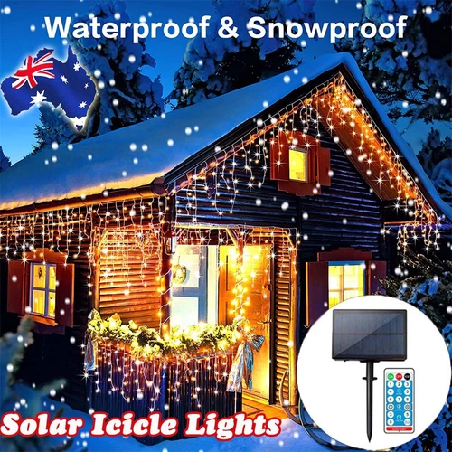 LED Solar Icicle String Lights Outdoor Icicle Lights Christmas Home Garden Deco