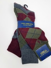 Polo Ralph Lauren Men's Socks Dress Argyle Crew 3 pack Socks, 10-13, Multi-Color