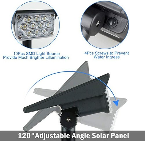 2PACK Solar Spotlights Multicolor LED Outdoor Super Bright Garden Pathway Lights - Foto 11 di 14