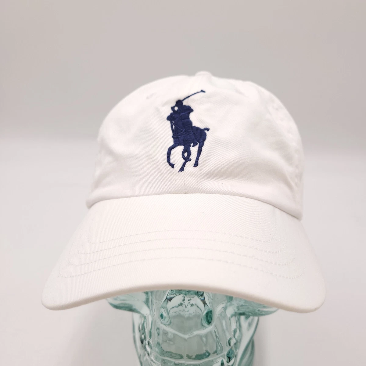 White polo hat cheap with blue horse