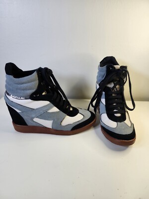 Bronx Hotsee BL/WH/GR Suede Leather Platform Athletic Shoes Booties  S 8M NWOB 