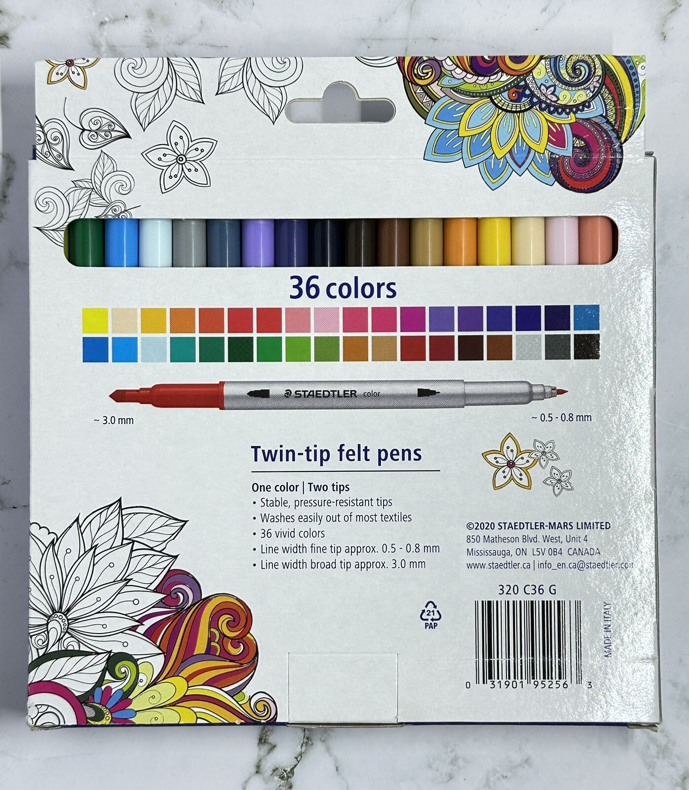 Staedtler Twin-tip Felt Marker Pens - Vivid Colors - 36ct - Brand New