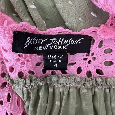 Vintage Y2K Black Label Betsey Johnson Pink & Green Sheer Lace Babydoll  Dress | eBay