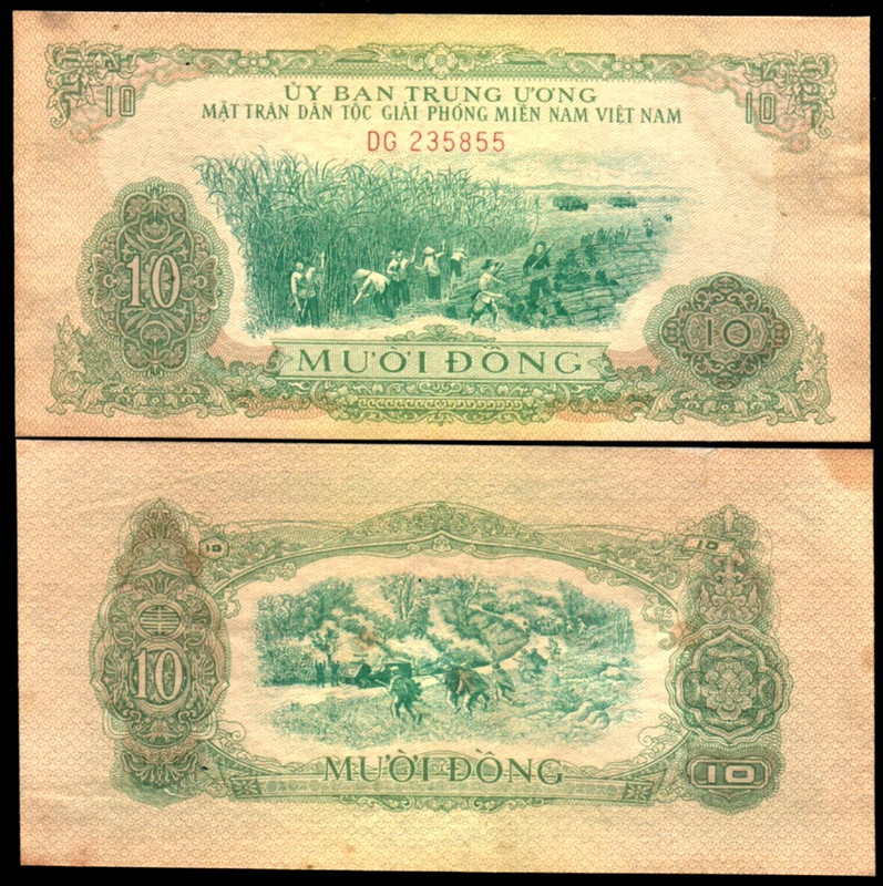 Vietnam South 10 DONG P-R7 1963 War Scene AUNC Currency Vietnamese Money NOTE