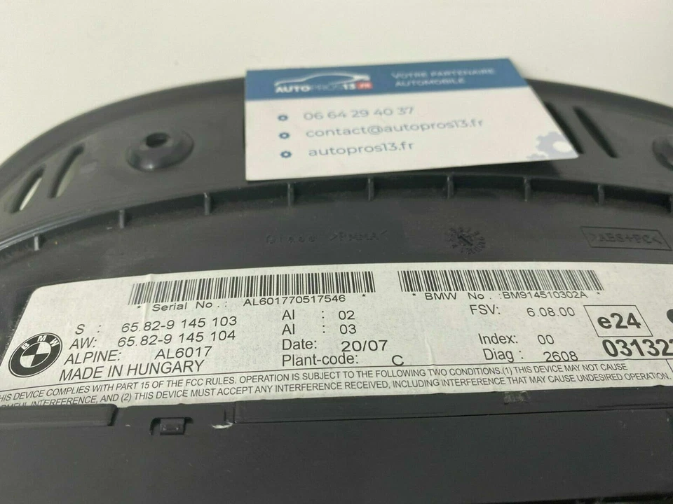 ECRAN MULTIMIDIA AFFICHEUR GPS DE NAVIGATION BMW SERIE 3 E90 E91 E60 E61  AL6017 - Photo 2/4