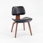 1952 Rare Herman Miller Eames DCW Dining Chair in Walnut with Black Leather Pads
