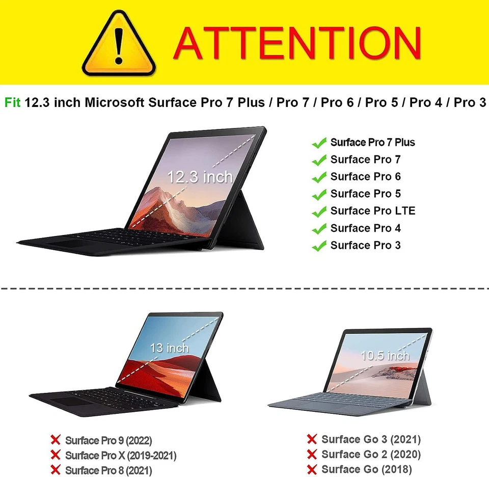 Case for 12.3 Inch Microsoft Surface Pro 7 Plus/7 6 5 4 Portfolio Business Cover - Image 2 of 4