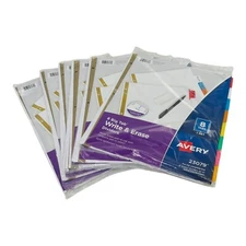 6 Sets Avery 8 Big Tab Write & Erase Dividers 8.5 x 11 Reinforced 3 Hole Punched