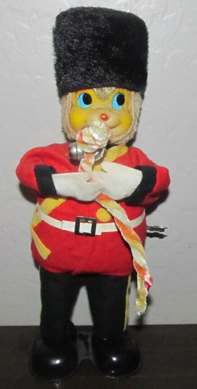 Tin Metal Body Rubber Face Wind-Up Toy Marching Band Leader (NEEDS WORK)