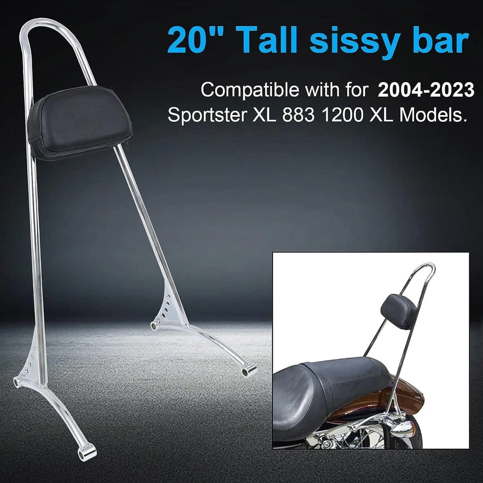 Respaldo de pasajero alto Sissy Bar para Harley Sportster XL Iron 883 1200 48 72 Foto 3 de 4