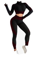 Women  s 2 Piece Tracksuit Workout Set High Waisted Leggings and Crop Top Size M