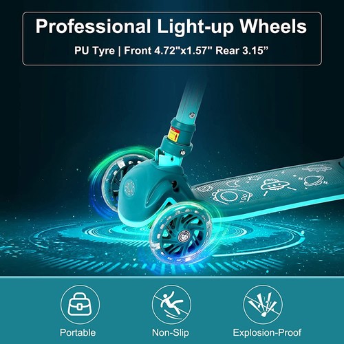 Kids Scooter 3 Wheel Adjustable Height T-bar Glider For Toddler Kids Aged 3-10 - 第 9/9 張圖片