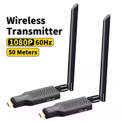 50m Wireless HDMI Extender Video Transmitter Receiver Screen Mirroring PC To TV