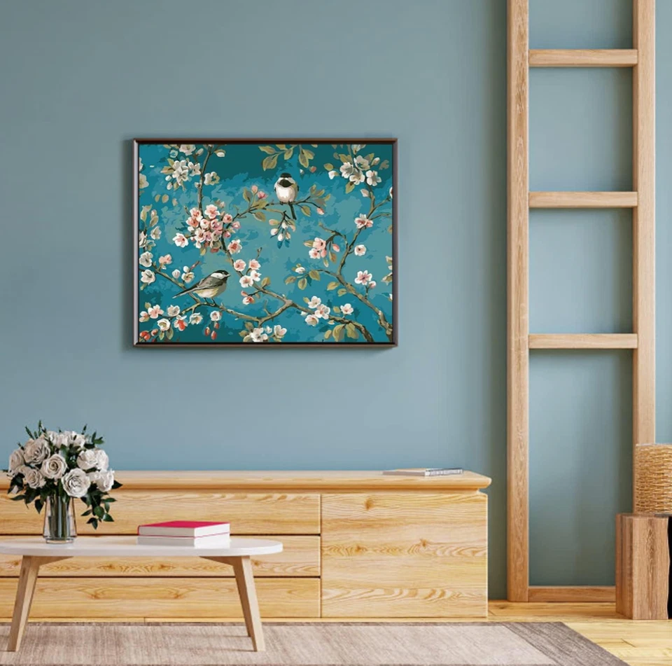 Malen Nach Zahlen Erwachsene Vögel Gemälde inkl. Pinsel und Acyl 40 x 50 cm - Bild 2 von 4