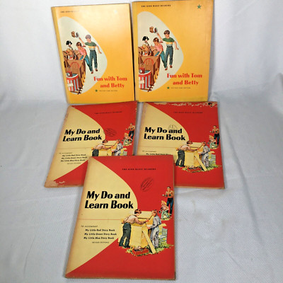 Lot of 5 Vtg Ginn Basic Readers Fun With Tom & Betty and My Do and Learn Book