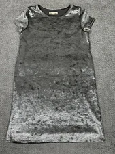 Tucker + Tate Dress Girls 7 Silver Crushed Velvet Short Sleeve Holiday