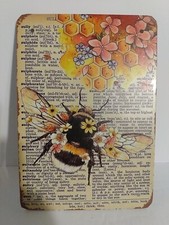 BUMBLE BEE / DICTIONARY METAL PLAQUE WALL SIGN Inspirational Beekeeper Decor 5X8