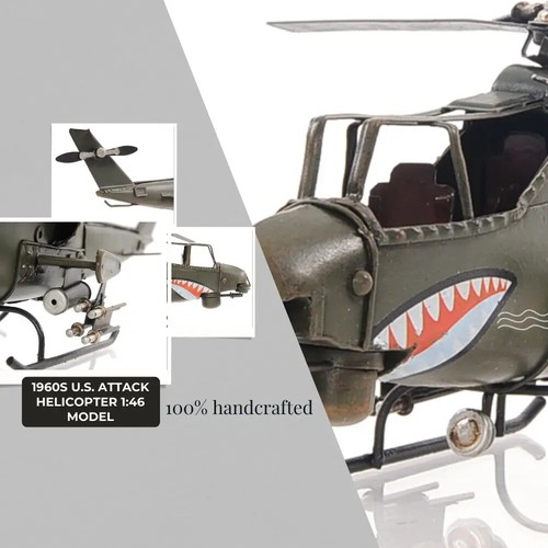 1960S U.S.Attack Helicopter 1:46 Scale Iron Frame Aircraft Model W/ Metal wheels - Picture 17 of 18