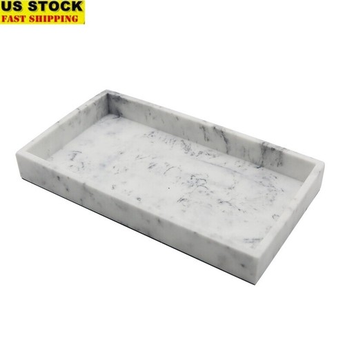 Faux Marble Vanity Tray Organizer Perfume Jewelry Makeup Bath Countertop Durable