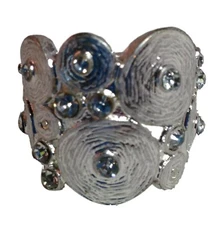 Chelsea Adjustable Stretch Crystal Silver Cocktail Ring