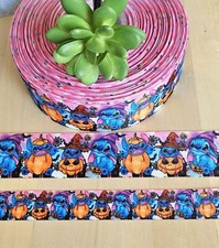 7/8, 1.5 3" 1 YD Lilo and Stitch Halloween Grosgrain Ribbon Pumpkins Witches